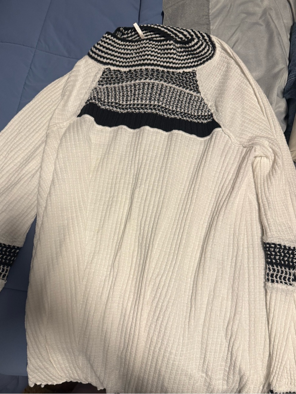 Free People Oversized Knit Top with Black Contrast